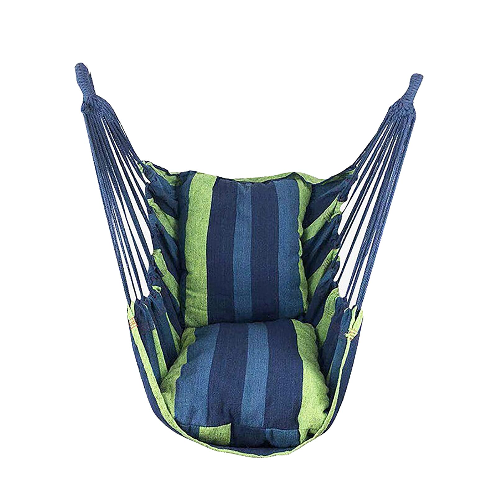 Chaise suspendue confortable bleu, hamac en corde pour porche, terrasse et chambre