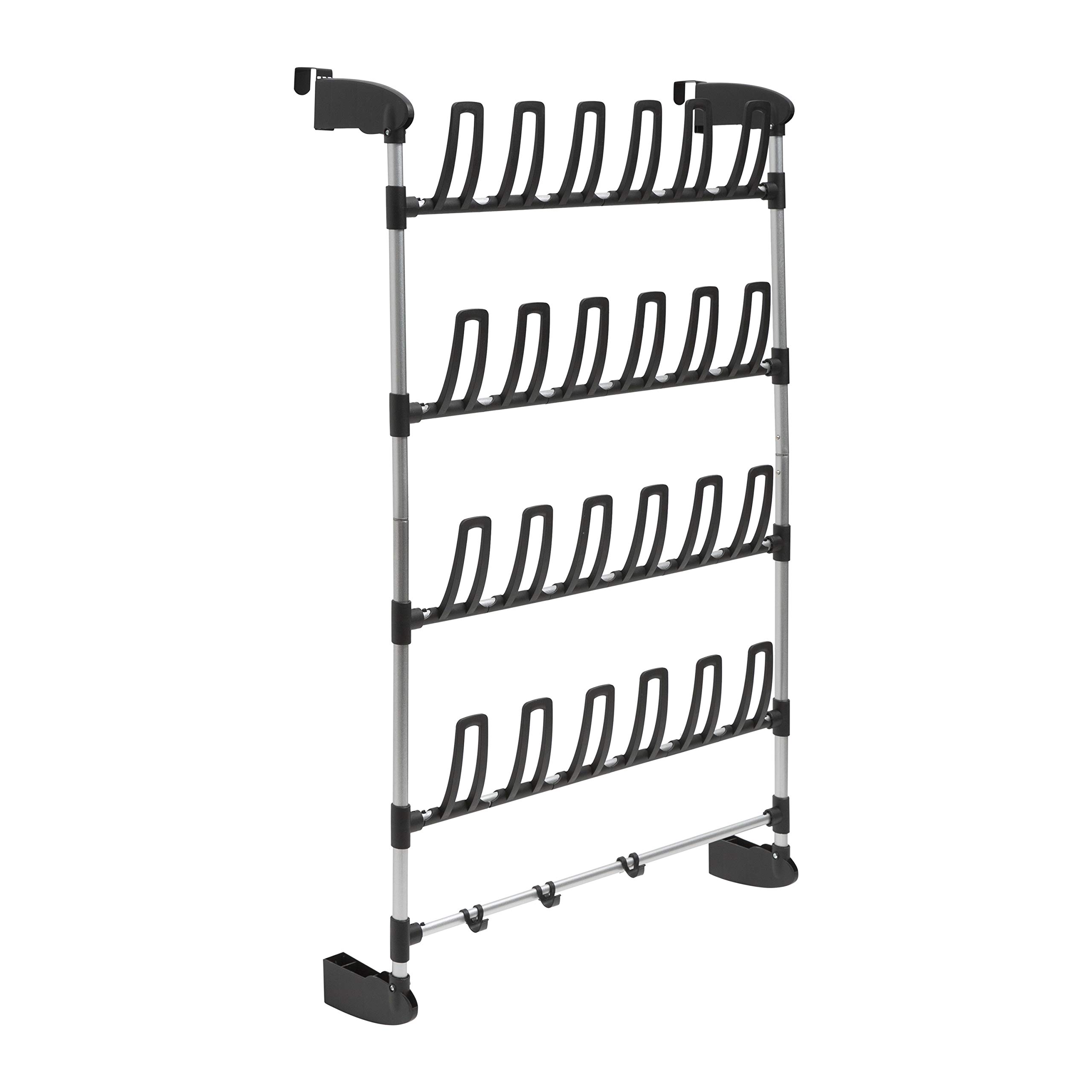 Neu Home Hanging Over door 12 Pair Shoe Storage Rack with Bottom Bar Bag Holder