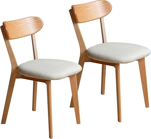 Juego de 2 sillas de comedor de madera maciza de roble grado FAS hechas en América del Norte para sala de estar, cocina, dormitorio, oficina, 18.7 x