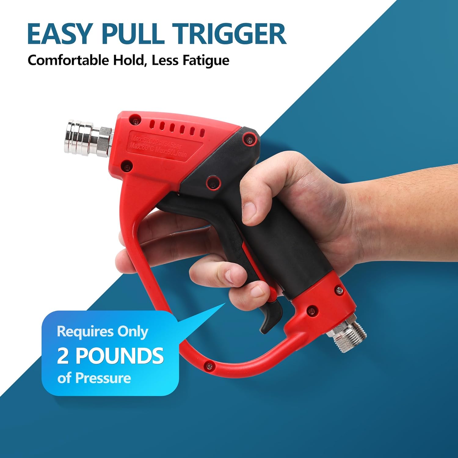 Pressure Washer Gun and Hose Kit, 50FT High Pressure Power Washer Hose with Spray Gun, Wand Extension, 5 Nozzle Tips, M22-14mm Fittings, 3600 PSI