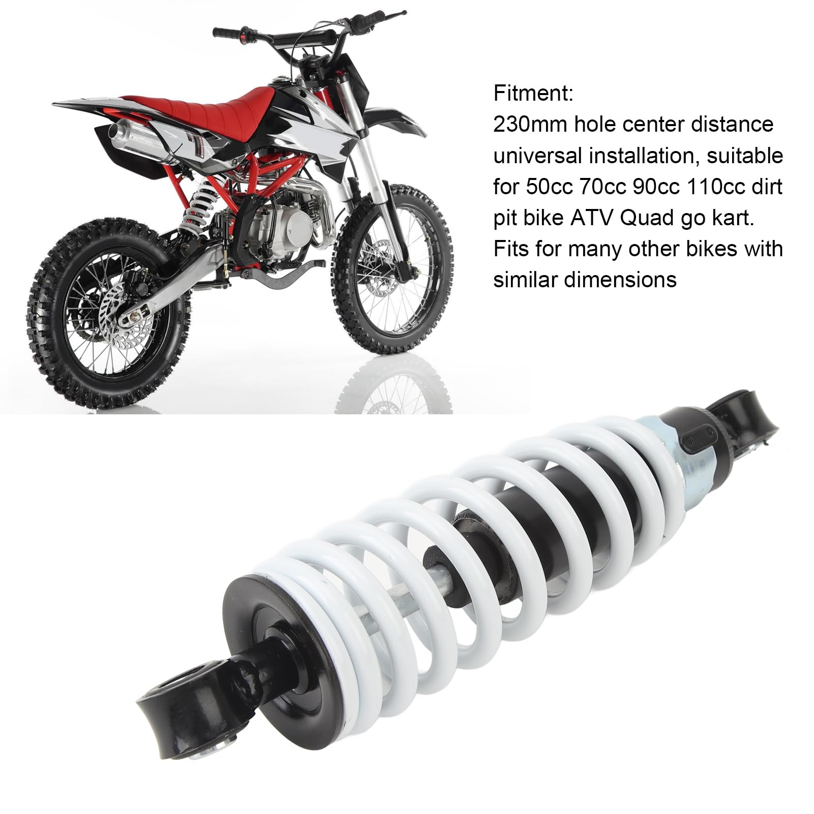 Amortyzator Sprężynowy Amortyzatora 230 Mm Odległość Otworu z regulacją Tłumienia Amortyzator Sprężynowy Zawieszenia dla 50cc 70cc 90cc 110cc Dirt Pitbike