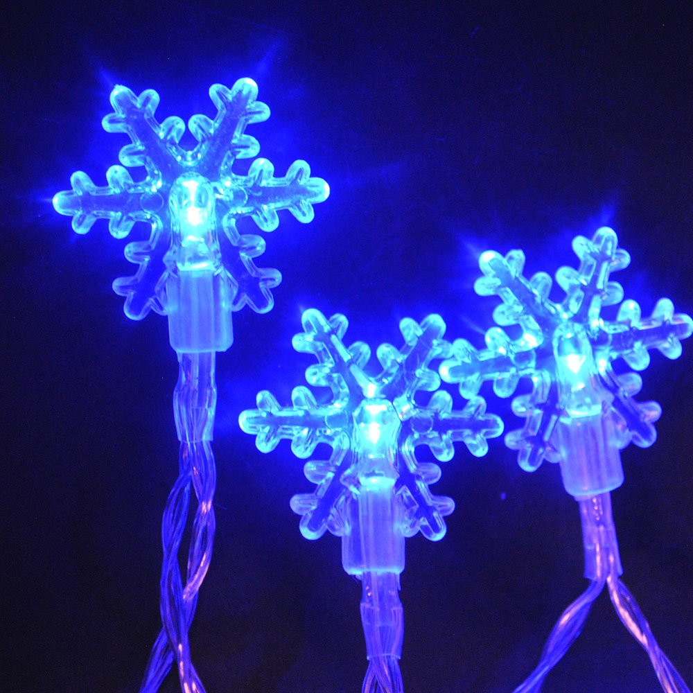 LightsGo USB Powered 20 LED 2M snowflake shape Indoor LED Fairy Lights for PC, MAC, Phone charger (Blue)