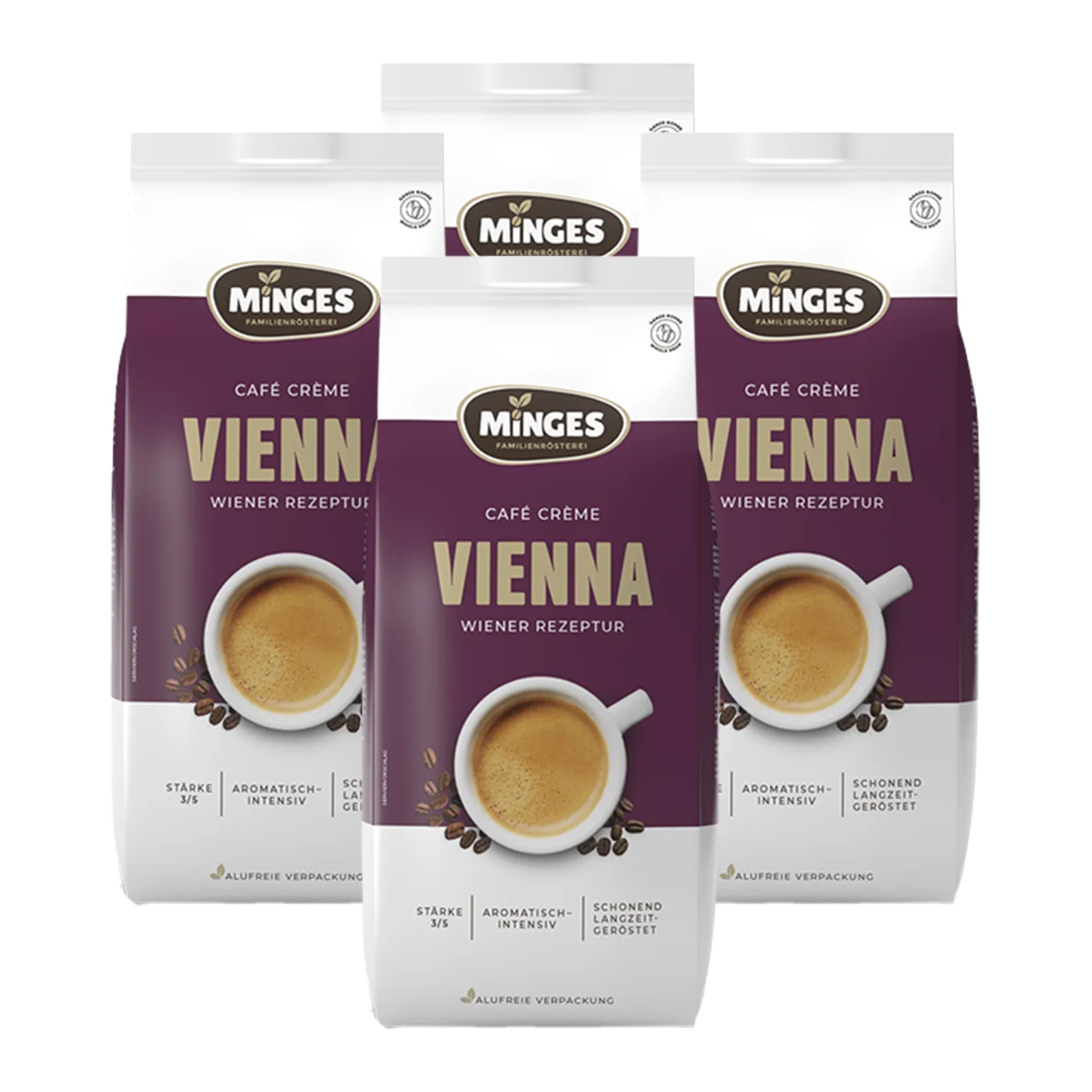 Minges Café Crème Kaffeehaus Kaffeebohnen 4x 1000g (4000g) - nach österreichischer Rezeptur