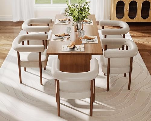 Miniatura 31 de Juego de 2 sillas de comedor de barril modernas de mediados de siglo, sillas tapizadas de cocina y comedor con brazos, sillas decorativas de piel