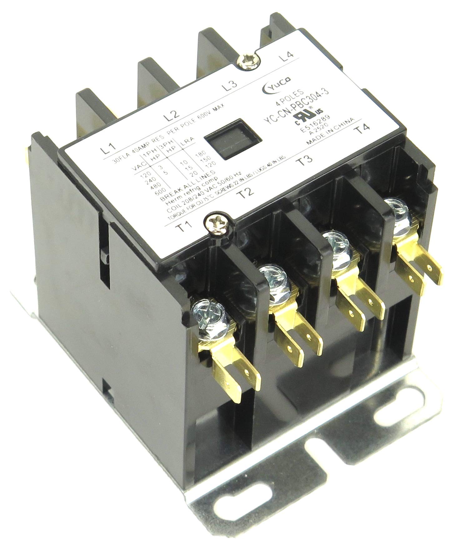 Yuco YC-CN-PBC304-3 4-Pole 30-Amp Definite Purpose Contactor 240V Coil