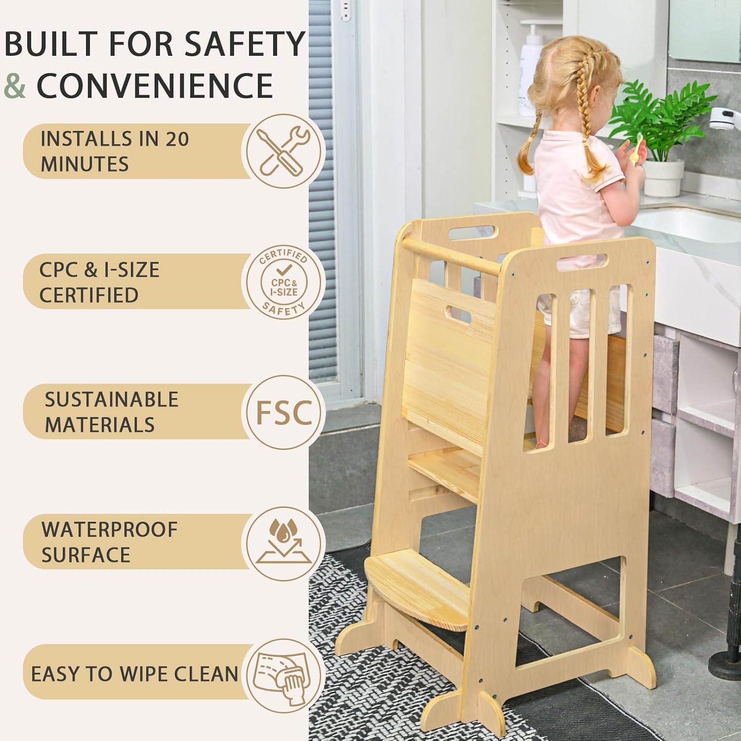 WINGYZ Natural Helper Tower & Double Sensory Table Set