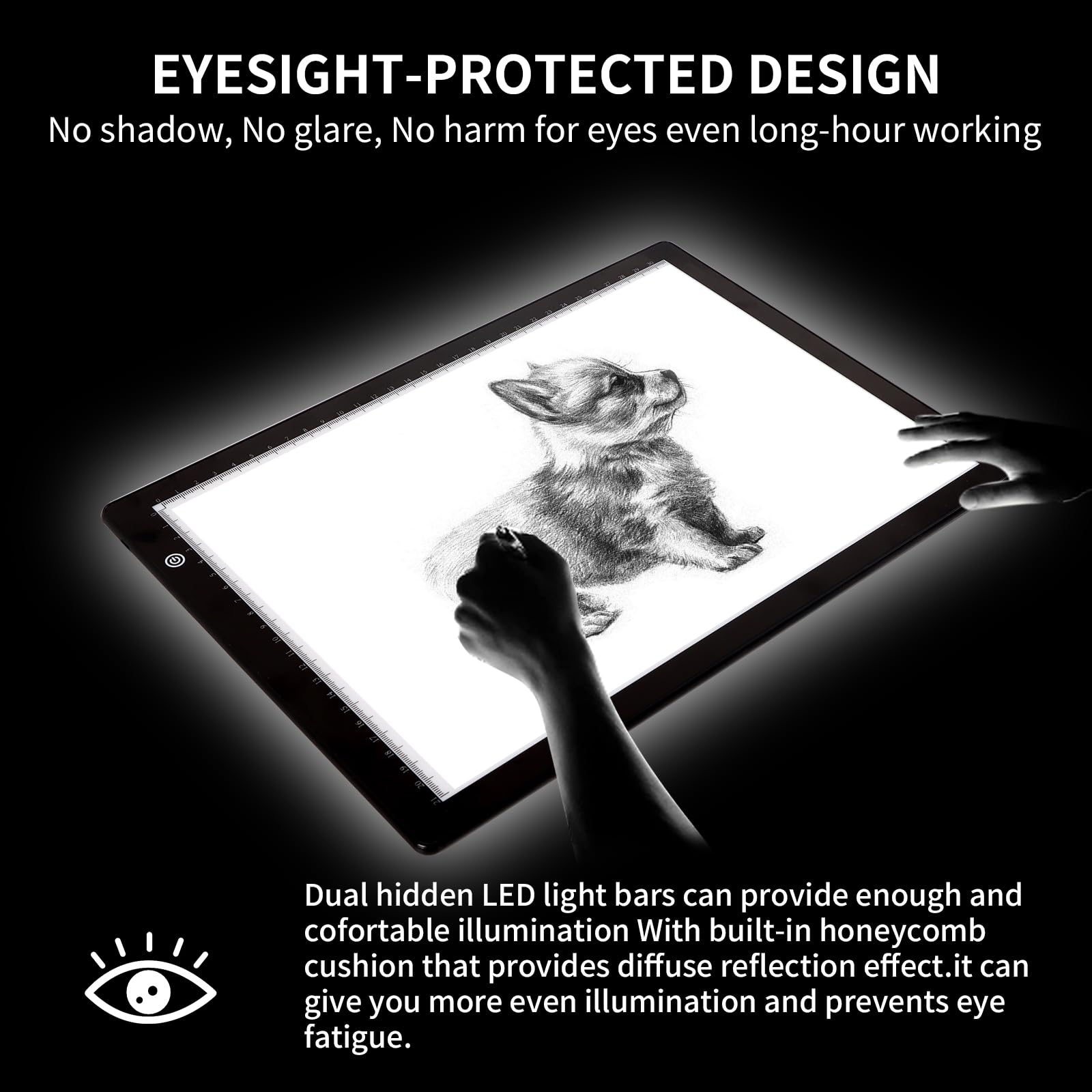 JSKLAMP A4 Tavoletta Luminosa, Magnetico Lavagna Luminosa per Disegnare, Tavola Luminosa Disegno, LED Light Box Light Pad di Disegno con Luminosità Regolabile per Pittura Diamante, Schizzi, Artisti