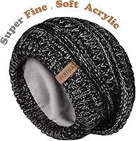 Vista 17 de FURTALK Gorros de invierno para mujer, con forro polar, gorro de punto holgado y cálido, gorro de esquí Gris claro