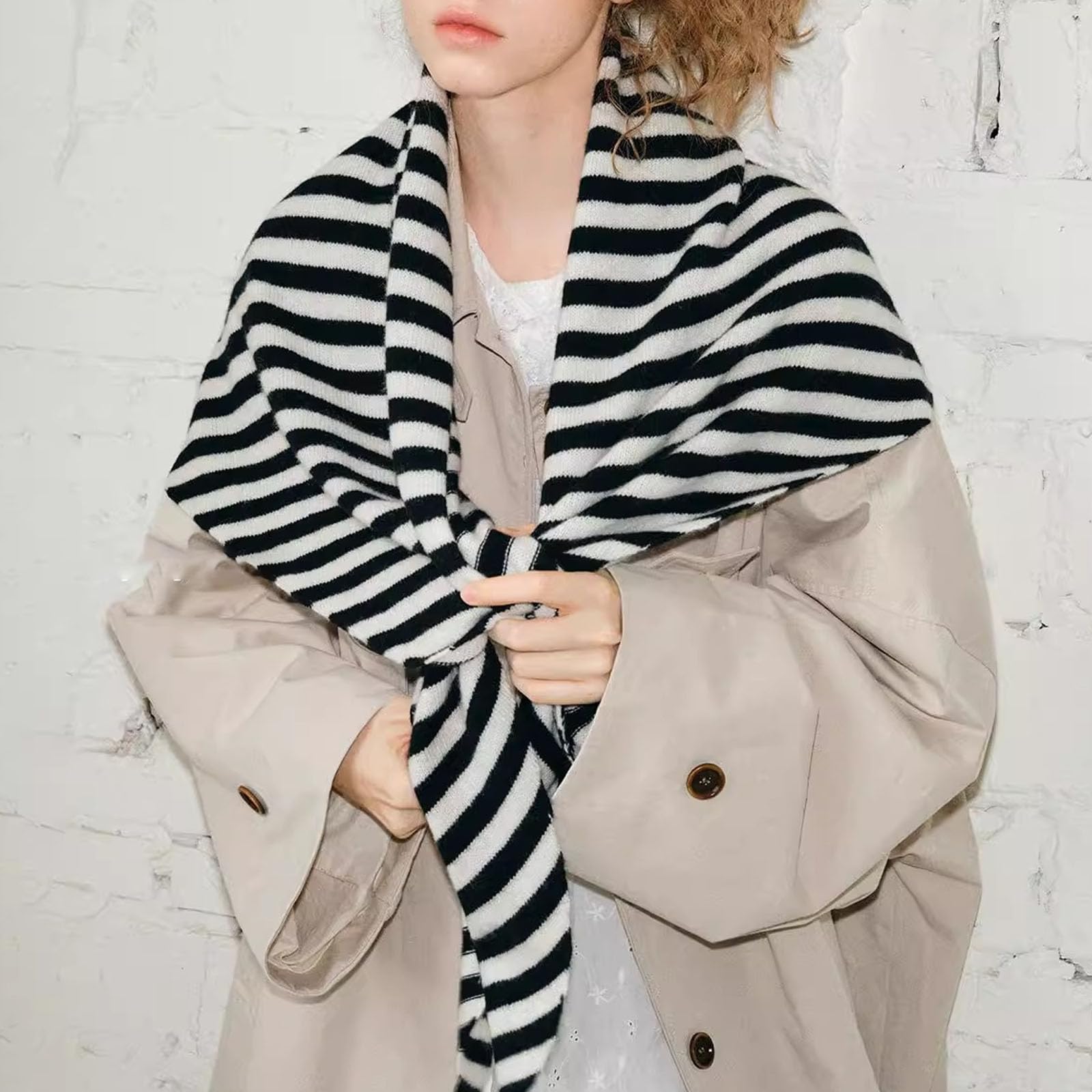 Bufanda cálida de invierno para mujer, de lana suave, triangular, de gran tamaño, cubierta fría, accesorio de moda, bufanda de protección cervical cálida