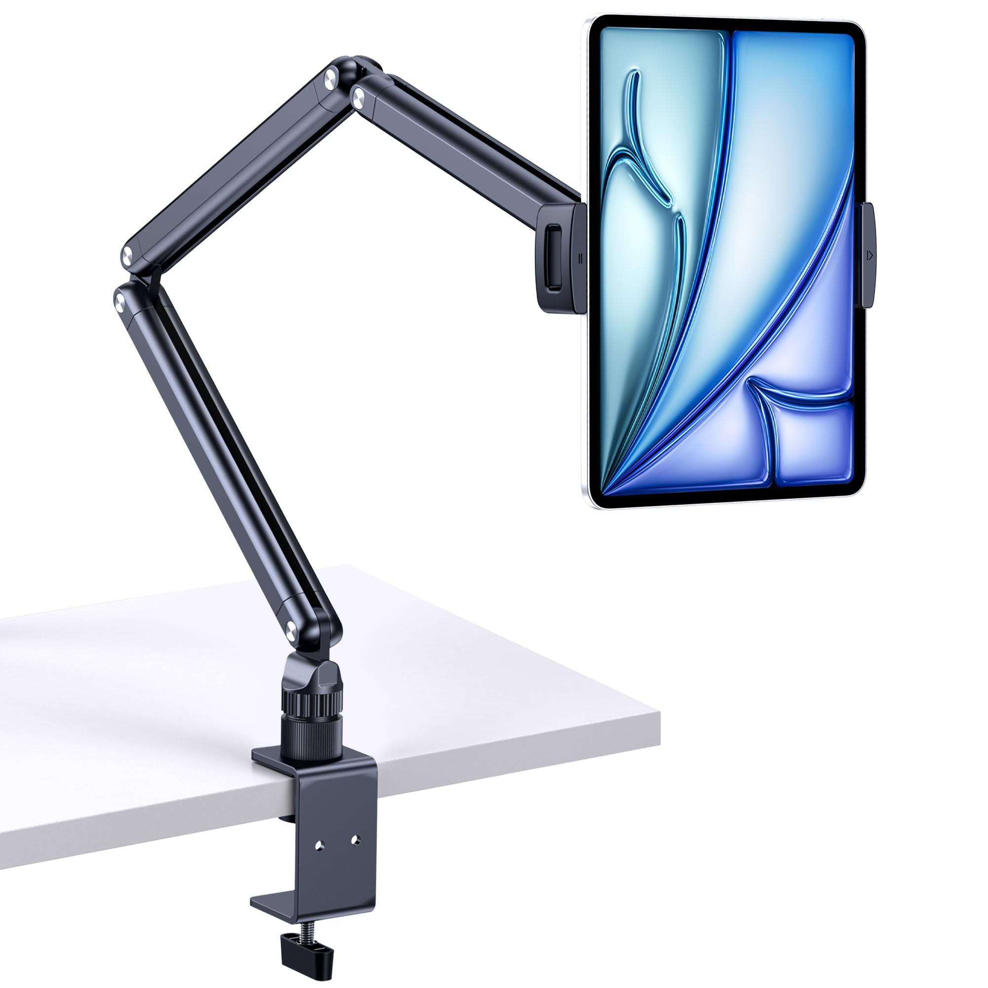 Tablet Stand Holder Extendable Arm Stand for Desk Aluminum Desk Mount Holder for iPad with 360 Rotating Metal