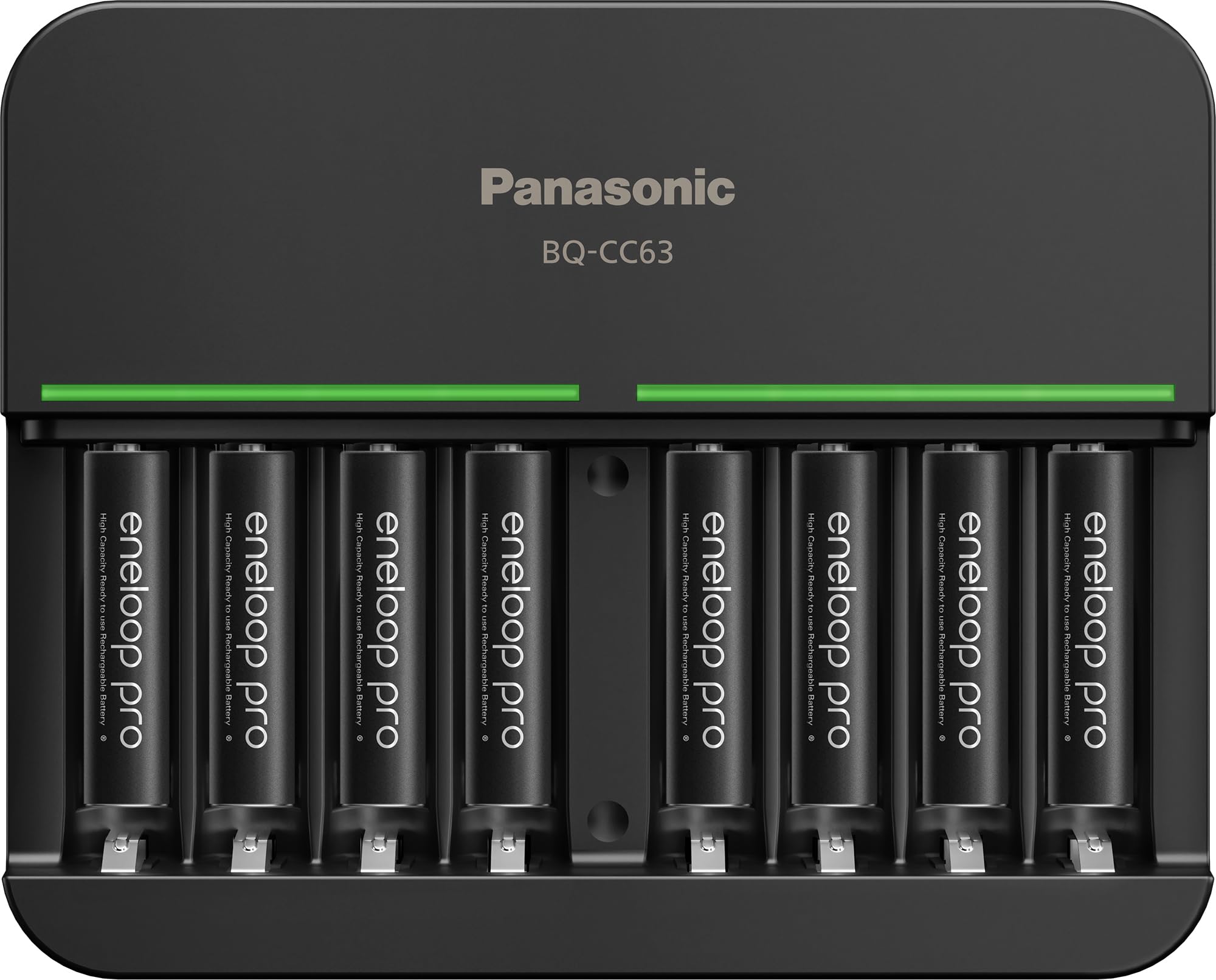 Panasonic K-KJ63K3A8BA Advanced eneloop pro 8-Position Rechargeable Battery 6-Hour Quick Charger with 8 LED Charge Indicator Lights with 8AAA eneloop pro Batteries