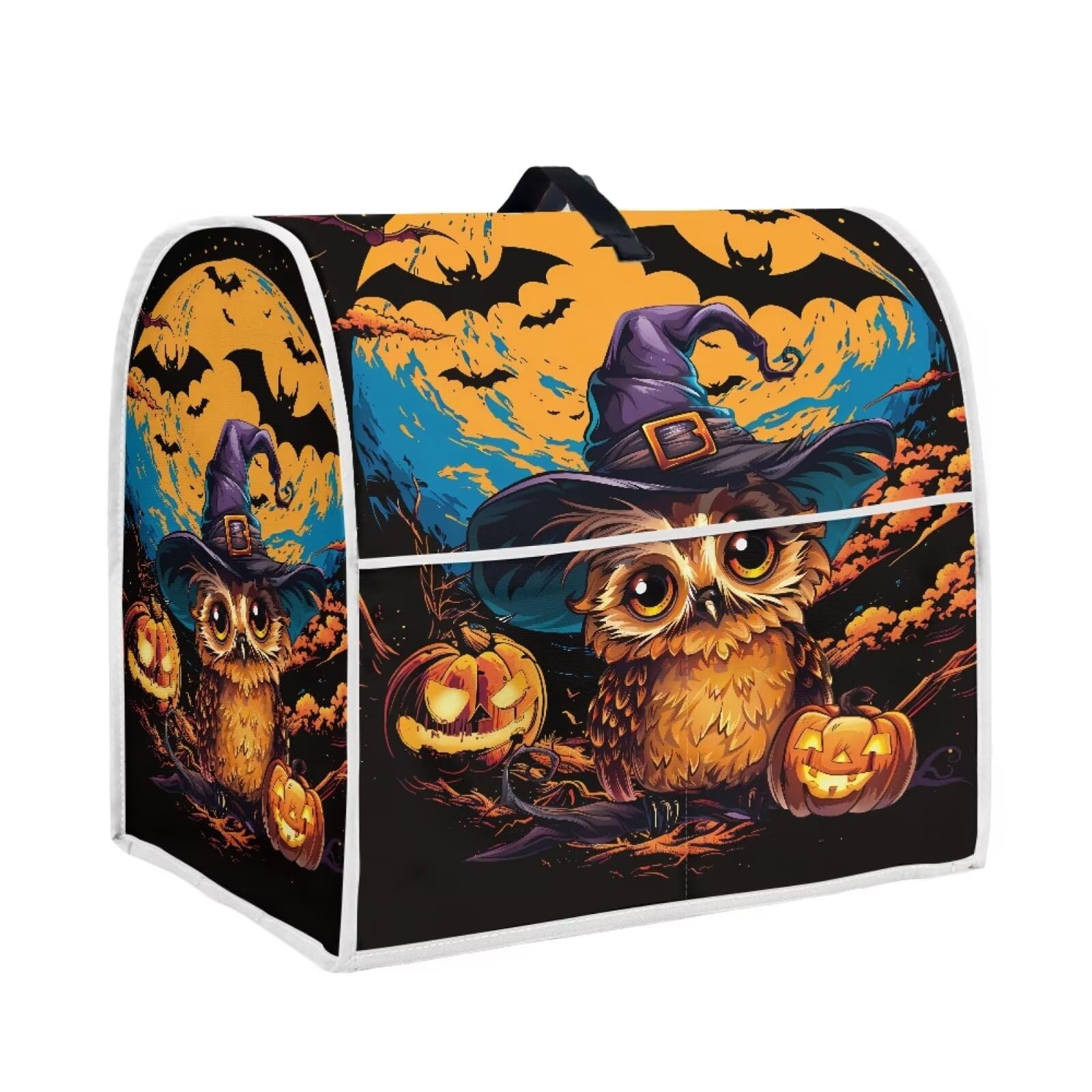 chaqlin Pumpkin Owl Stand Mixer Cover for Kitchen Food Mixer Cover Halloween Decorations Kitchen Blender Cover Stain Resistant Kitchen Mixer Cover with Pocket for Stand Mixer