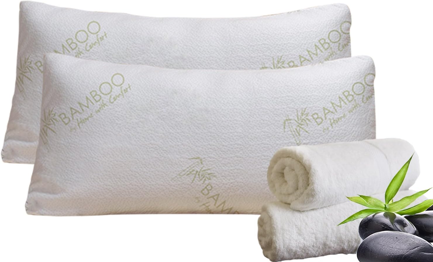 Bamboo Shredded Memory Foam Queen Pillow with Removable Bamboo Cover