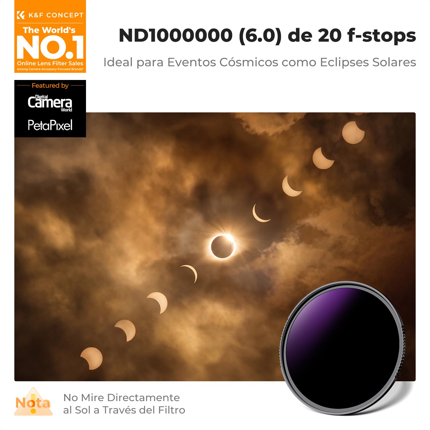 K&F CONCEPT Nano-X seria 95 mm ND1000000 filtr stały filtr ND szary do fotografii zdarzeń nieba (20 stopni przysłony)