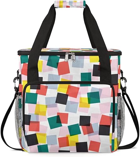 Bolsa de transporte para cafetera de ladrillos geométricos coloridos para Keurig K-Mini o K-Mini Plus K-Mini Plus K-Cup Pods, portátil, bolsa de