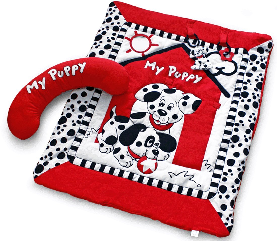 Black, White & Red Prop-up Puppy Tummy Time Activity Playmat