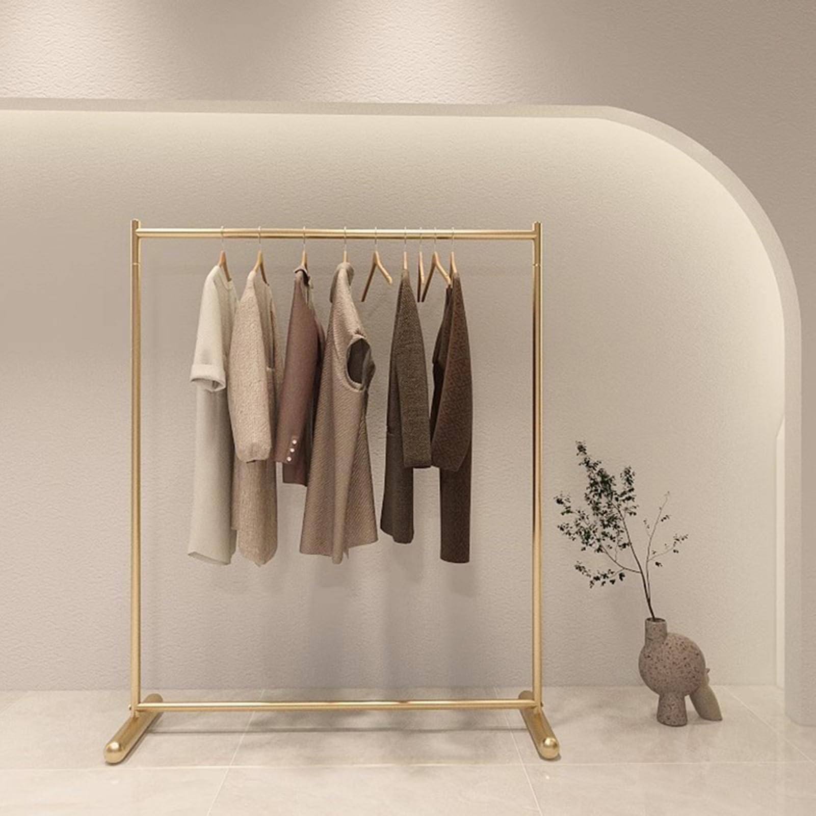 Estante de la ropa del metal, carril de ropa independiente resistente para la boutique del dormitorio, soporte portátil del abrigo de la sola varilla para la ropa colgante, colgante de exhibición al p