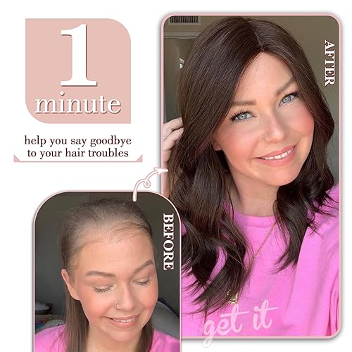 Miniatura 2 de PANEWAY 9 x 9 pulgadas Remy pelo humano Topper, piel ondulada cuero cabelludo parte superior piezas para mujeres con pérdida de cabello o cabello