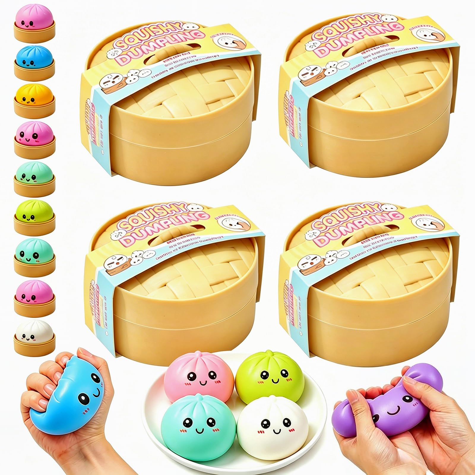 Amazon | SMLEGFT 餃子 スクイーズ 4個 カラフル グリッター 餃子