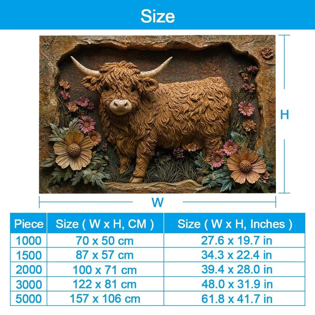 Puzzle 5000 Piezas, Puzzle Highland Cow de Madera para Adultos, Decor -2650
