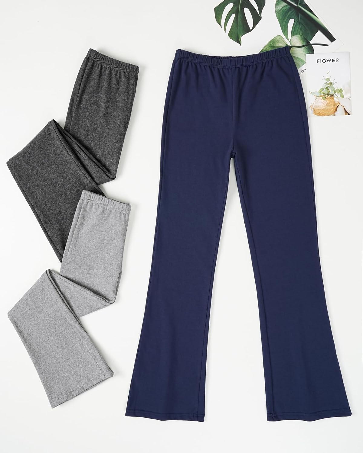 BOOPH Girls Flare Leggings Kids High Waist Bell Bottom Pants Casual Cotton Leggings for Teen Girls - Image 6