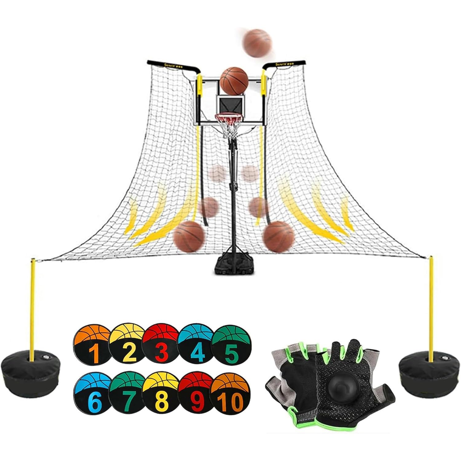 Dispositif de tir automatique rotatif pour panier de basket avec kit d'entraînement