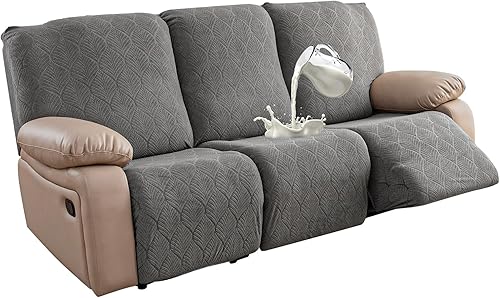 Miniatura 37 de Fundas de sofá reclinable 100% impermeables, 3 piezas cubiertas elásticas para sofá reclinable para sofá de 3 cojines, apto para mascotas, fundas de