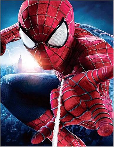 Meetmugum Kit de pintura de diamantes 5D de Spidermans, kit de pintura de diamante redondo completo por números, rompecabezas de punto de cruz,