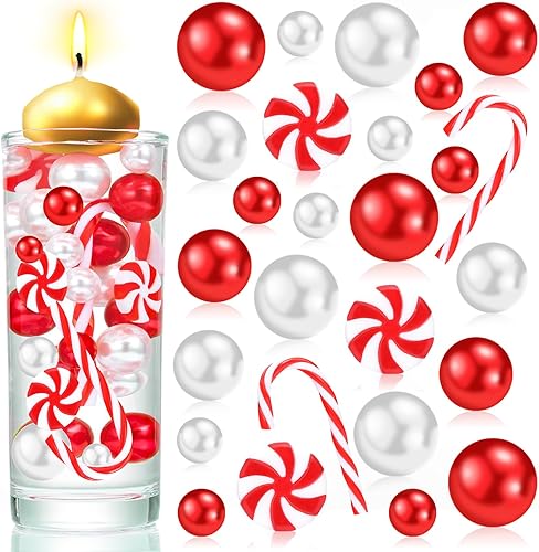 Miniatura 8 de NOTCHIS Relleno de jarrón de Navidad, cuentas flotantes, cuentas de perlas para decoraciones de Navidad en interiores, centros de mesa de velas