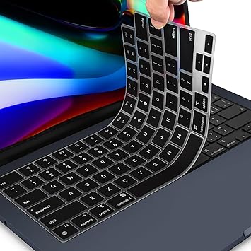 OJOS Keyboard Cover Skin Protector for 2026 2025-2021 M5 M4 M3 M2 M1 MacBook Air 13.6/15 A3240 A3113 A2681 A3241 A3114 A2941,Pro 14/16 A3434 A3112 A3185 A3401 A3403 A2442 -Black