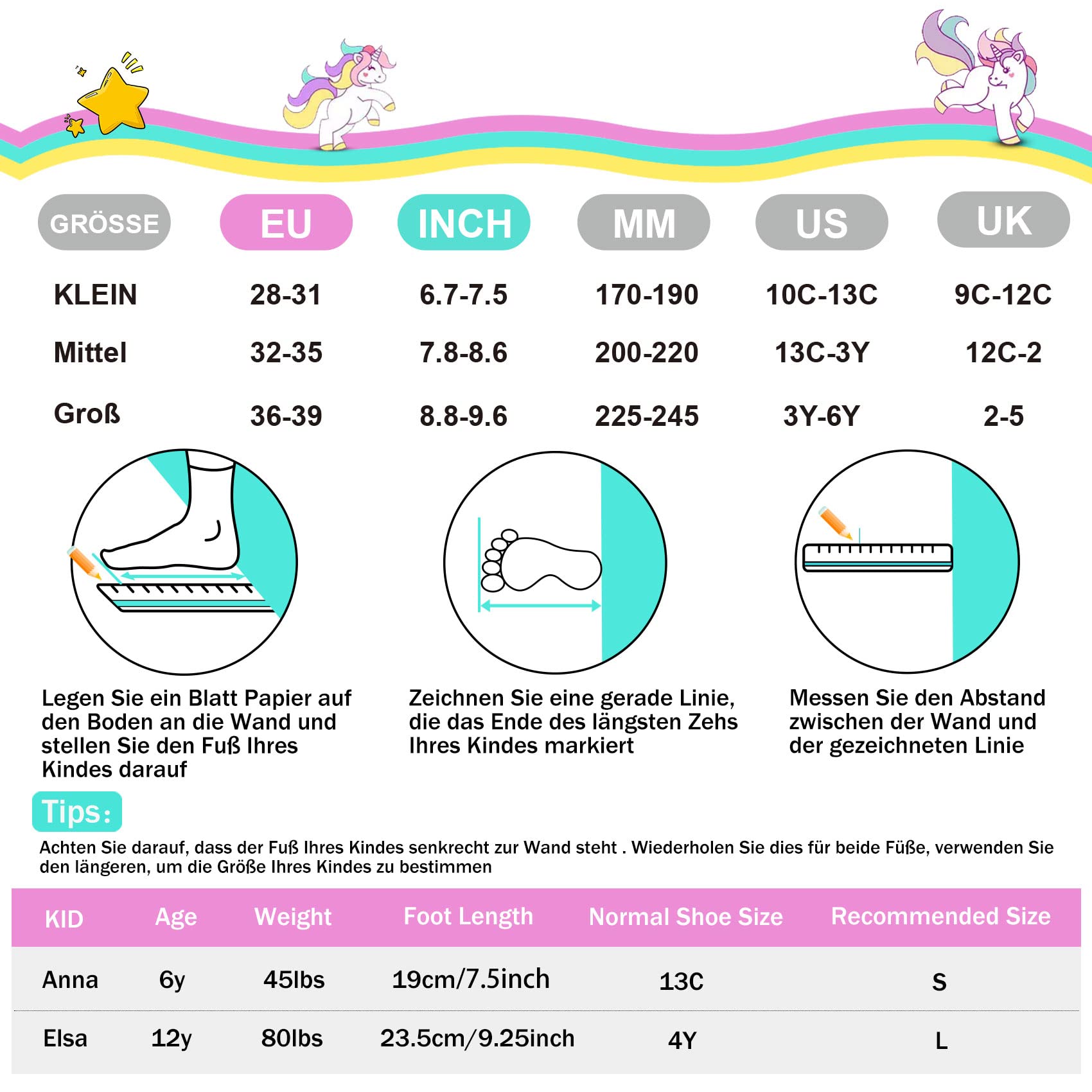 SULIFEEL Pattini in linea luminosi regolabili con unicorno arcobaleno per bambini, ragazze e ragazzi, pattini per principianti con ruote illuminate