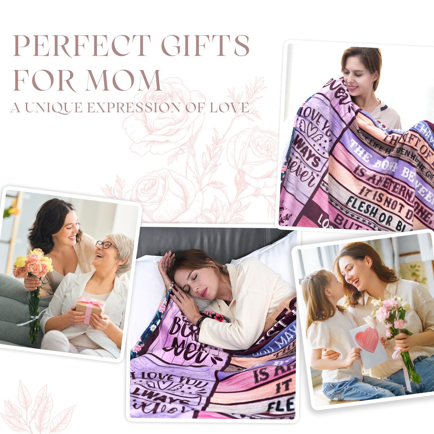 Gifts for Bonus Mom from Daughter, Bonus Moms Blanket Birthday Gifts from Son Mothers Day Christmas Bday Presents for Mother in Law Step Mom Stepmom 50" X 60"