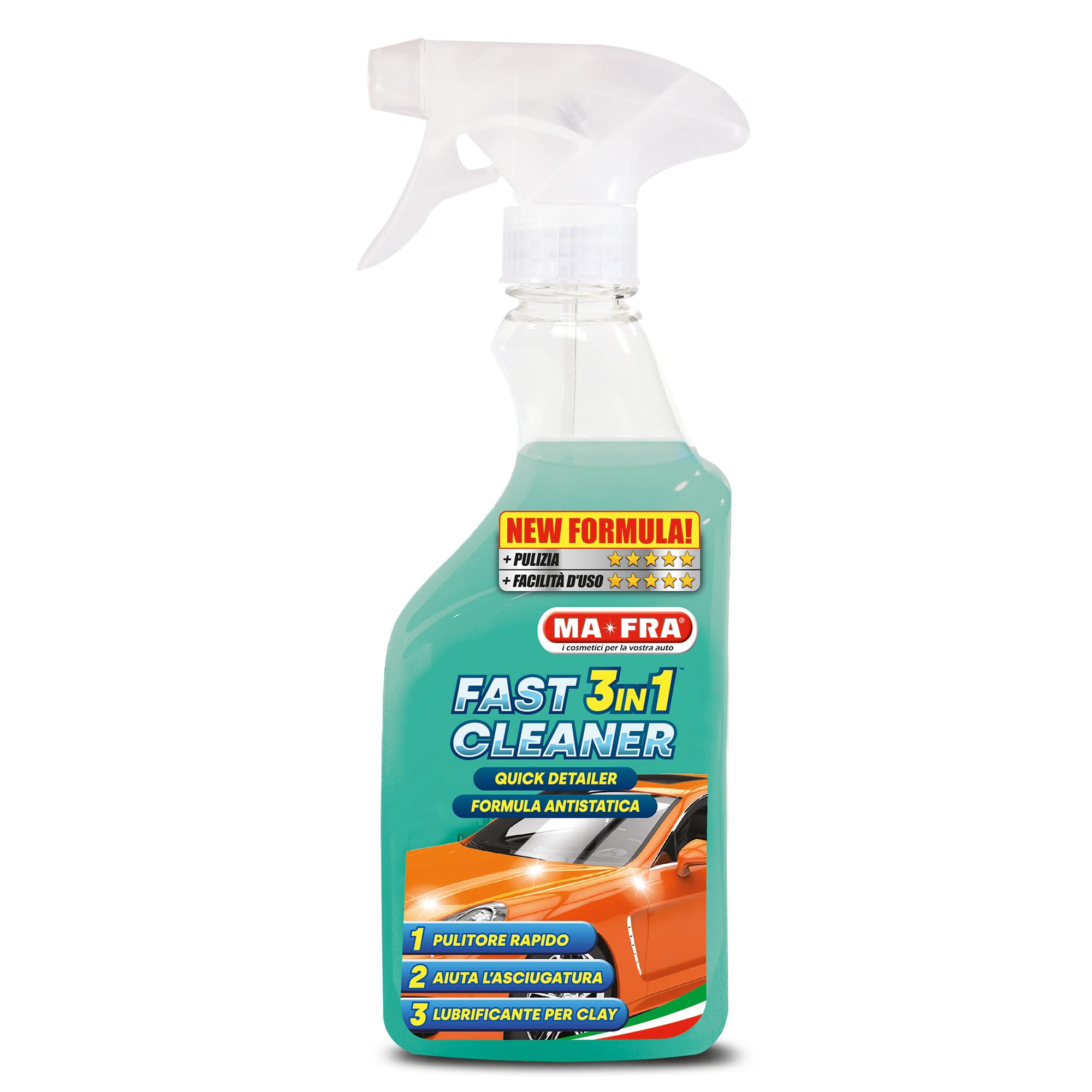 MAFRA, Fast Cleaner 3in1, Quick Detailer & Clay Lube, Pulitore Rapido Lucidante e Lubrificante per Claybar, Elimina Sporco Superficiale e Guano di Volatili, Effetto Anti Pioggia e Anti Impronta 500ml