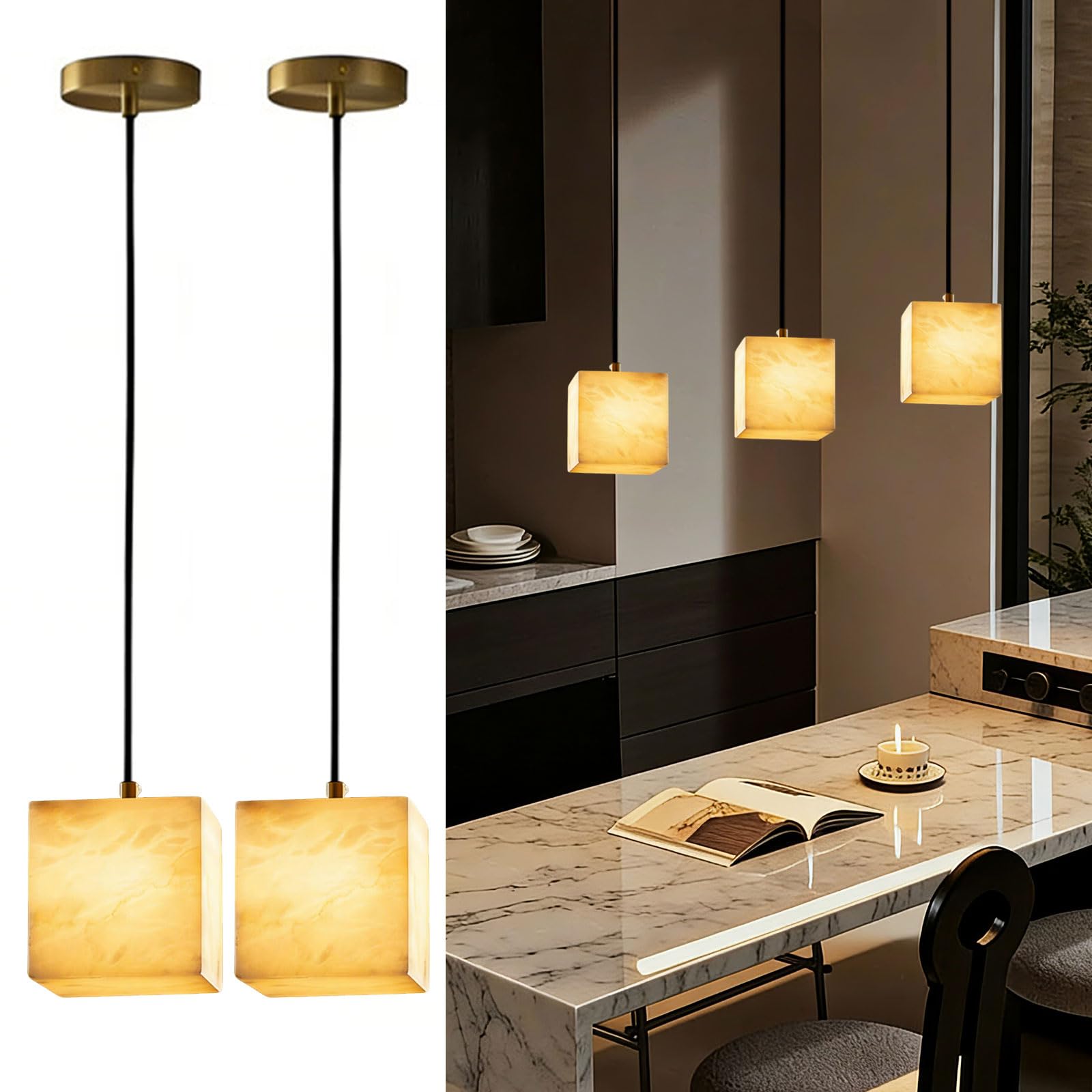 Suspension en albâtre espagnol et marbre naturel pour un design chic