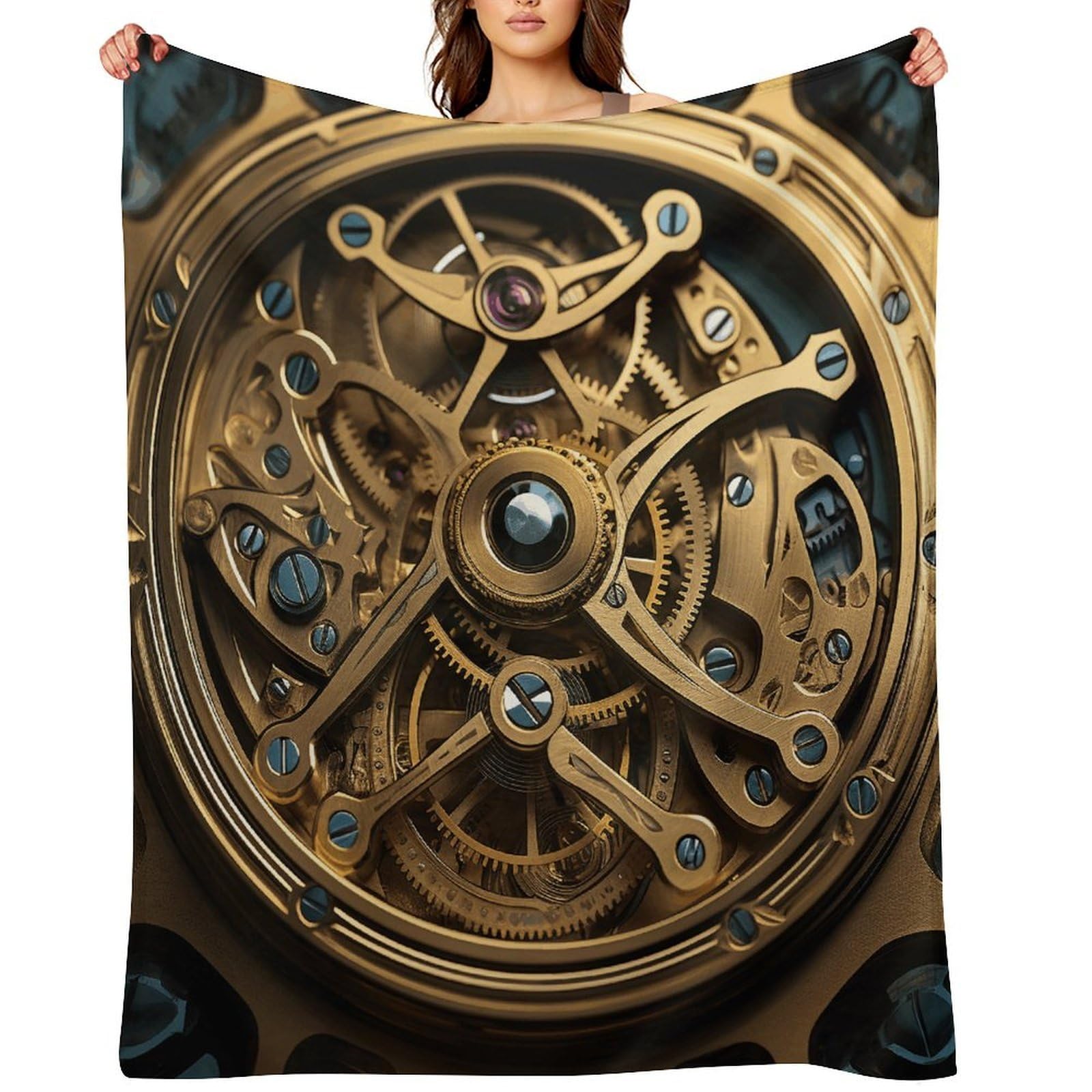 Cool Steampunk Gears Throw Blanket for Couch and Bed Super Soft Warm Lightweight Throw Blankets Cozy Fuzzy Flannel Blanket Personalized Decorative Blankets for Sofa Decor 40"x50"