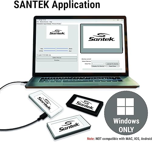 Miniatura 4 de Santek EZ - Letrero digital de papel electrónico de 2.9 pulgadas, recargable, inalámbrico, pantalla tricolor de baja potencia con 5 mensajes