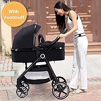 Vista 4 de Cochecito de bebé 2 en 1 – Cochecito plegable para recién nacidos con asiento reversible – Cochecitos para niños pequeños de 0 a 36 meses