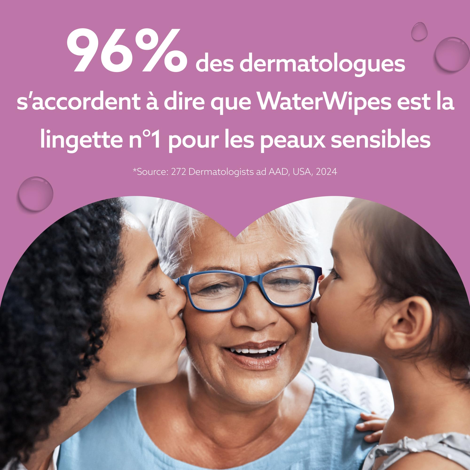WaterWipes Sensitive+ Body & Intimate Wipes, Hygiène Corporelle et Intime, 90 lingettes (3 paquets), 3-en-1 nettoie, soigne, protège, 99,9% d'eau, lingettes humides non parfumées, Adult Care