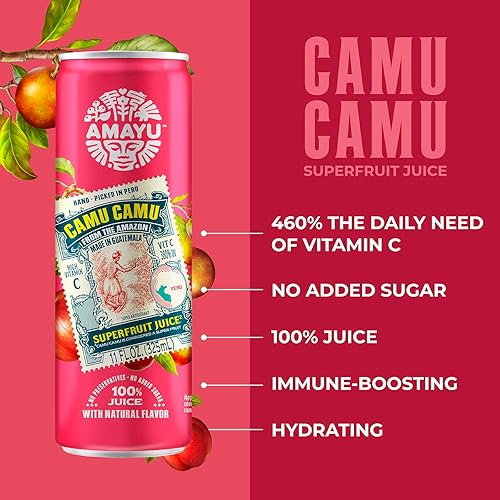 Miniatura 3 de AMARUMAYU - Jugo de manzana con jugo de superfruta Camu Camu, alto en vitamina C, botellas de aluminio de 16 onzas (paquete de 6)