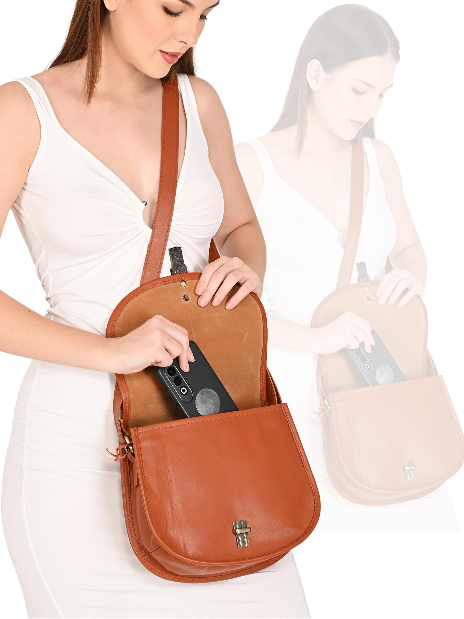 URBAN LEATHER Bolso Bandolera Vintage De Cuero Para Mujer, Bolso De Viaje Marrón Estilo Sillín Hecho A Mano