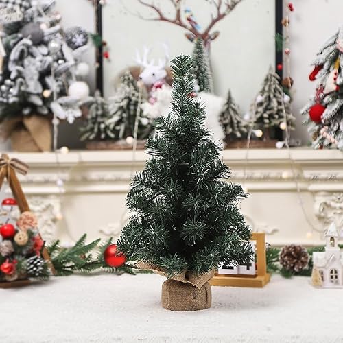 URMAGIC Árbol de Navidad de mesa, pinos de Navidad artificiales de 18 pulgadas con soporte de plástico, árbol de Navidad de mesa, decoraciones de