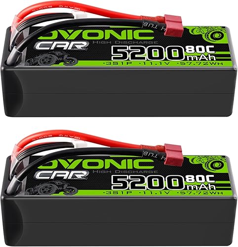 OVONIC Lipo - Batería de 11.1 V 80C 5200 mAh 3S con enchufe en T estilo Dean, batería rígida para modelos RC de coche, barco, camión, helicóptero,