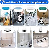 Vista 6 de Electric Spin Scrubber, Cordless Shower Scrubber with 7 Scrub Brushes, 3 Speeds, Adjustable Extension Handle, IPX7 Waterproof Power Scrubber for