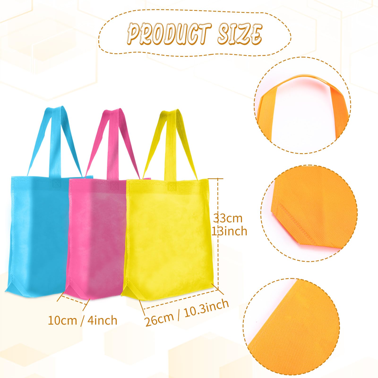 Windyun 50 Pieces 13" Non Woven Reusable Bags Multi Color Tote Gift Bags Colored Blank Tote Bags Bulk Fabric Kitchen Reusable Grocery Bags Non Woven Bags with Handles for Shopping Party, 10 Colors