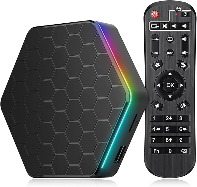 Android 12.0 TV Box, 4GB RAM 32GB ROM Allwinner H618 Quad-Core 64-bit Cortex-A53Android Box with 2.4GHz/5.0GHz WiFi 10/100M Ethernet, Support H.265/3D/6K Ultra HD/BT 5.0/HDMI 2.0 Smart TV Box