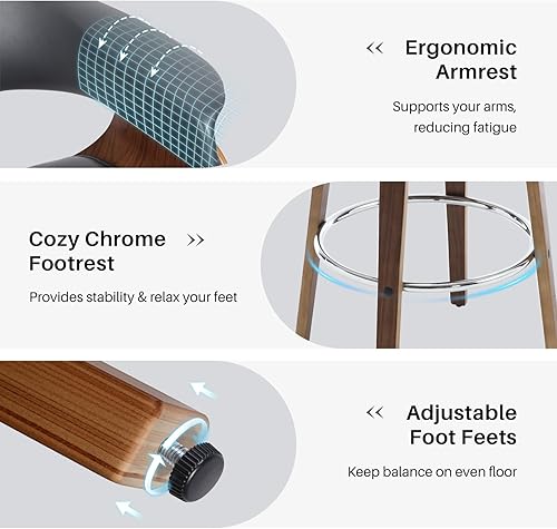 Miniatura 6 de Taburetes de bar de altura de mostrador, 26 pulgadas, modernos taburetes giratorios de altura de mostrador, taburetes tapizados de piel sintética