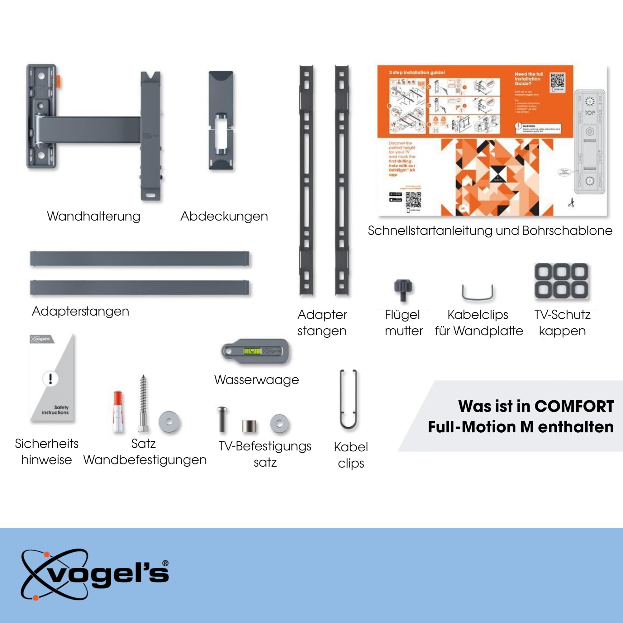 Vogel's Comfort TVM 3425 Bewegliche TV-Wandhalterung für 32-65 Zoll TVs