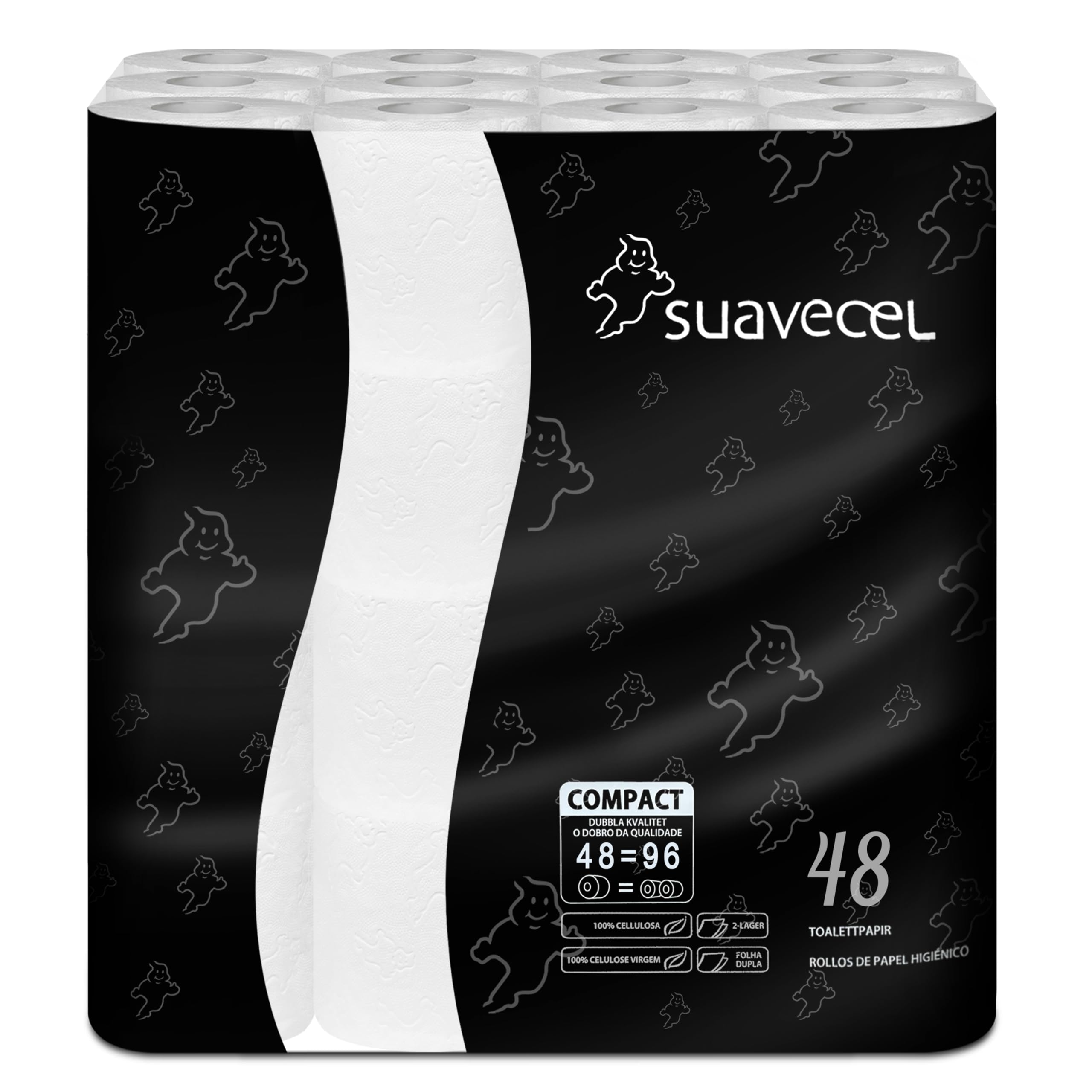 Papier Toilette Compact 2 Épaisseurs - 48 Rouleaux Compact - Papier WC Durable, Doux et Résistant