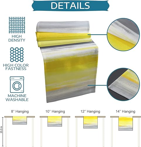 Miniatura 5 de Manteles individuales de granja con camino de mesa de arpillera de 70 pulgadas de largo, color amarillo y gris, resistentes al calor, juego de 6