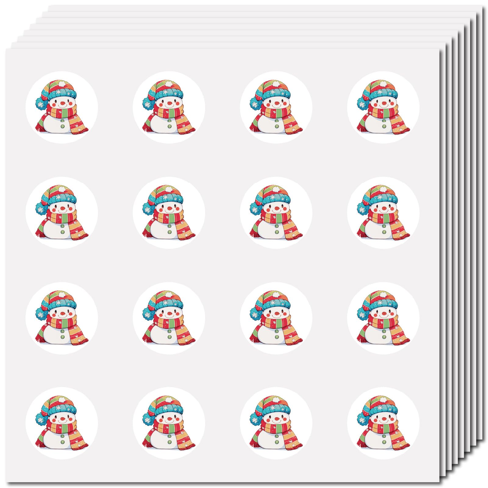 CREATCABIN 128 Pcs Snowman Stickers Christmas Sticker Vintage Vinyl Self-adhesive Dots Labels Christmas Elements Display Decal Craft for Scrapbook DIY Window Cup Laptop Water Bottle Gift 2.5x2.5cm